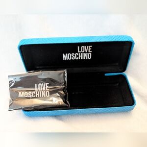 Love Moschino Blue glasses Empty hard Case with wipe Designer New